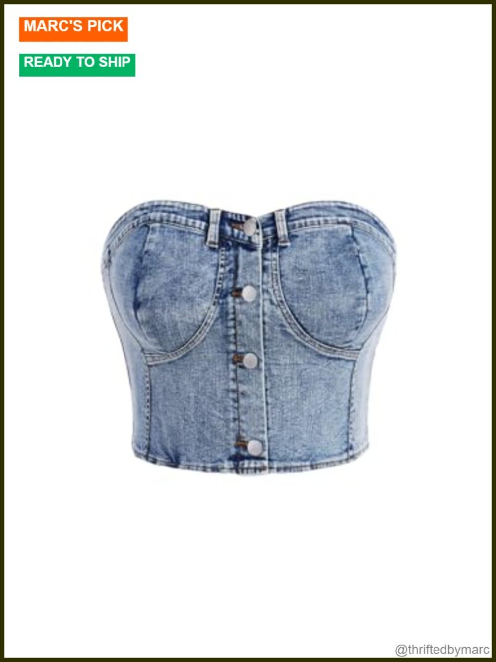 Plus Size Button Down Denim Tube Top Shirred Strapless Cropped Slim Fit